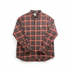 Carhartt Mens 2XL Relaxed Fit‎ Rugged Flex Plaid Flannel Shirt Red Grey